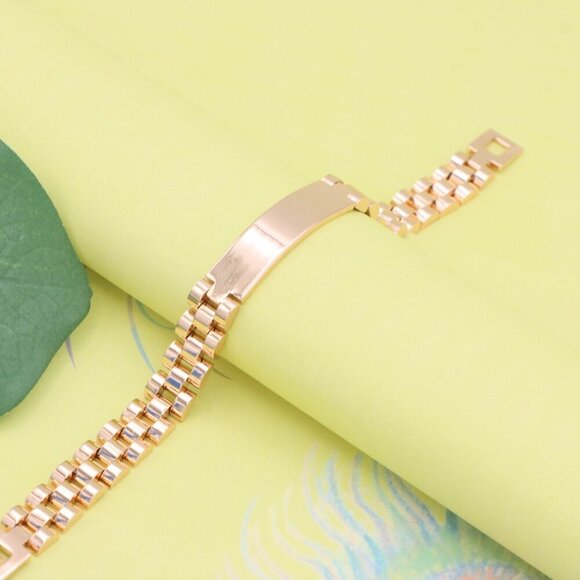 "Elegant Rose Gold Bracelet in Polished Link Design, XPBL1139 - Picture 2 of 12